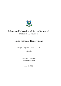 College Algebra MAT 31101 Module - LUANAR