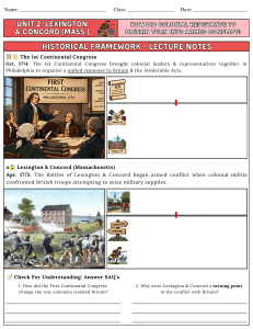 Lexington & Concord: Colonial Resistance to Armed Conflict