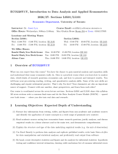 ECO220Y1Y Syllabus: Data Analysis & Econometrics