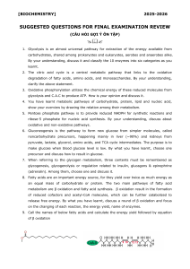 Biochemistry Final Exam Review Questions 2025-2026