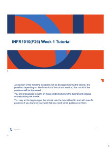 INFR1010 Week 1 Tutorial: Logic Exercises