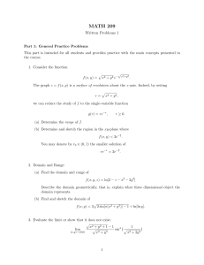 MATH 209 Written Problems 1: Multivariable Calculus Practice
