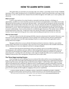 How to Learn with Cases: A Three-Stage Guide