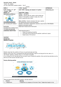 Year 4 Science Lesson Plan: Weather Meaning & Elements