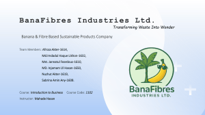 BanaFibres Industries Ltd. Sustainable Business Plan