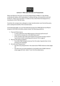 Lecture 4: M&S Case - Accruals and Prepayments