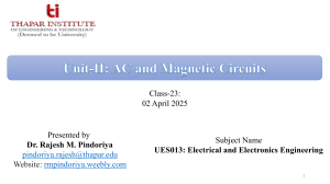 Unit-II: AC and Magnetic Circuits - Electrical Engineering Lecture