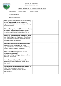 Warden Hill Junior School Lesson Conversation Form: Adapting for Developing Writers