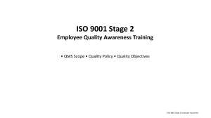 ISO 9001 Stage 2 Employee Quality Awareness Training