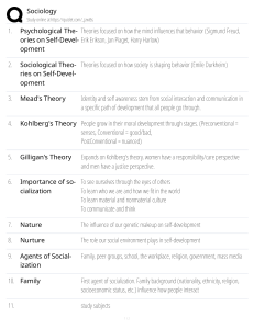 Sociology Study Guide: Self-Development Theories