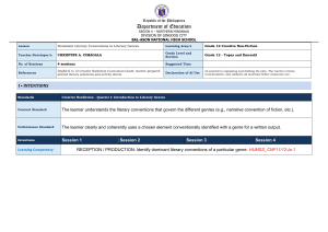 Dominant Literary Conventions Lesson Plan Grade 12