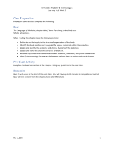 OFFC 1001 Anatomy & Terminology 1 Week 2