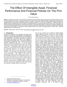 Intangible Assets, Financial Performance, and Firm Value