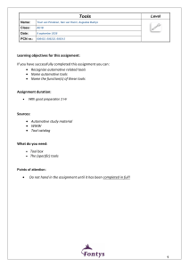 Automotive Tools Assignment: Recognize & Name Tools