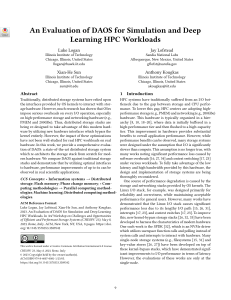 Evaluation of DAOS for HPC Workloads: Simulation & Deep Learning