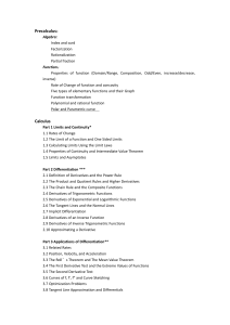Precalculus & Calculus Course Syllabus