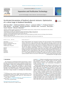 Accelerated Biodiesel-Glycerol Decantation Optimization