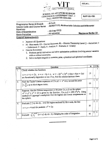 VIT B.Tech Multivariable Calculus Exam