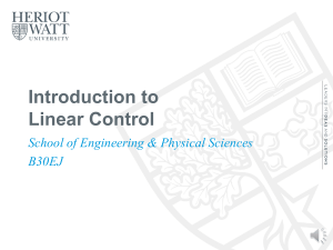 Introduction to Linear Control - Heriot-Watt University