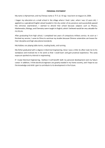 Personal Statement for Electrical Engineering Application