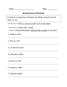 Writing Similes Worksheet