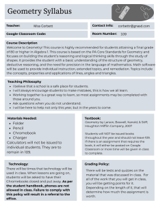 Geometry Syllabus - Miss Corbett High School Course