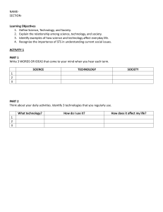 Science, Technology, and Society Worksheet