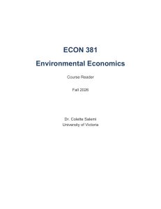 ECON 381 Environmental Economics Course Reader