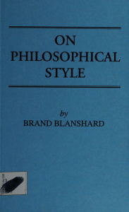 On Philosophical Style: Clarity in Philosophy