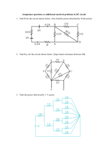 DC Circuit Assignment: Problems on Resistance & Power