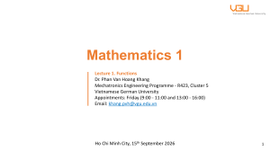 Mathematics 1: Functions Lecture