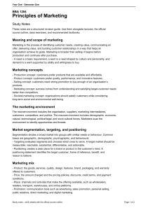 BBA 1204 Principles of Marketing Study Notes