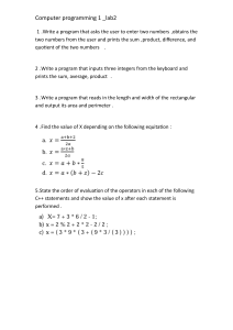 Computer Programming 1 Lab 2 Exercises
