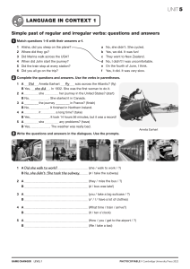 Simple Past Verbs: Questions & Answers Worksheet