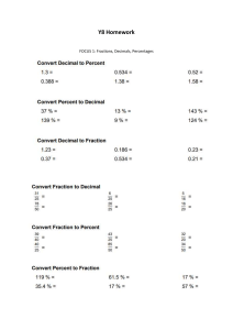 Y8 Homework: Fractions, Decimals, Percentages