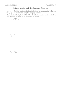 Math 101A Tutorial: Infinite Limits & Squeeze Theorem