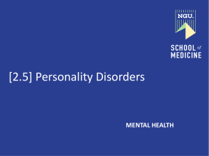 Personality Disorders Lecture Notes - Newgiza University