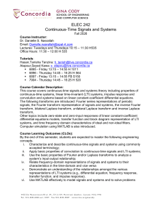 ELEC 242 Course Syllabus: Continuous-Time Signals and Systems
