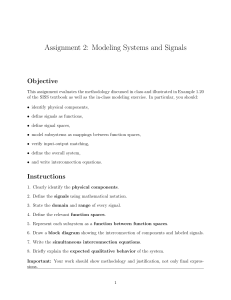 Assignment 2: Modeling Systems and Signals