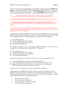 MER 439 Quiz 1: Vapor Compression Refrigeration