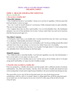 English 11 Speaking Topics: Health & Lifestyle