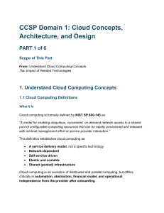 CCSP Domain 1: Cloud Concepts, Architecture, and Design