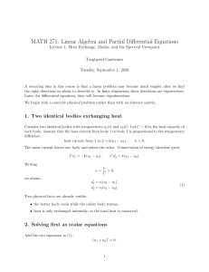 MATH 271 Lecture 1: Heat Exchange & Spectral Viewpoint