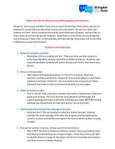 Paper One - Top 10 Tips