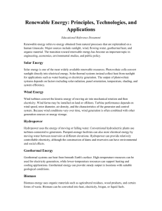 Renewable Energy: Principles, Technologies, and Applications