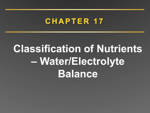 Chapter 17: Classification of Nutrients & Water/Electrolyte Balance