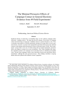 Minimal Persuasive Effects of Campaign Contact in General Elections