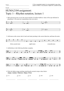 HUMA2104 Rhythm Notation Assignment Lecture 1