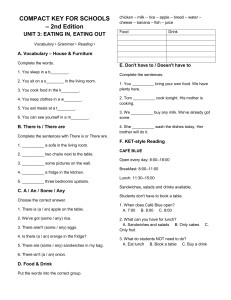 Compact Key for Schools Unit 3: Eating In, Eating Out