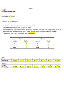 Biology Standard Level Paper 1 Exam